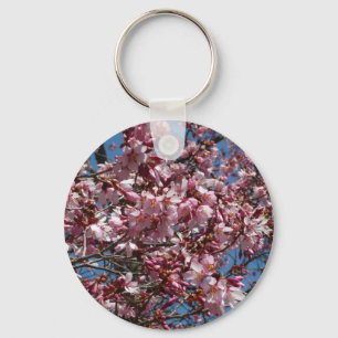 Cherry Blossom en Blue Sky Spring Floral Sleutelhanger