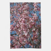 Cherry Blossom en Blue Sky Spring Floral Theedoek (Verticaal)