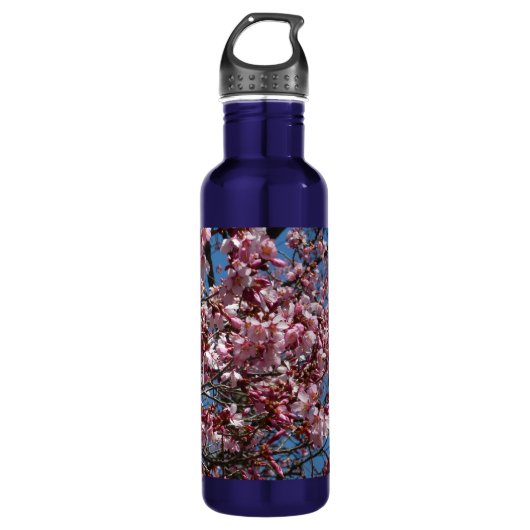 Cherry Blossom en Blue Sky Spring Floral Waterfles (Voorkant)