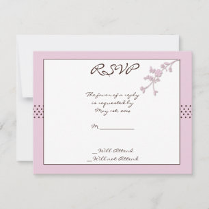 Cherry Blossom en Brown Polka Dot Response Card RSVP Kaartje