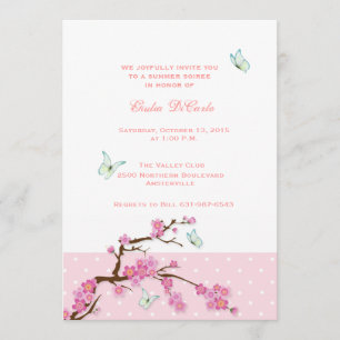 Cherry Blossom en Butterflies Invitation Kaart
