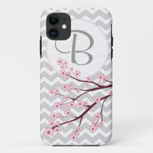 Cherry Blossom en Chevron Monogram iPhone 5 Hoesje