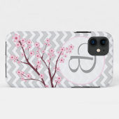 Cherry Blossom en Chevron Monogram iPhone 5 Hoesje (Achterkant (horizontaal))