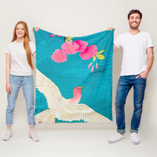 Cherry Blossom en Dove Fleece Deken