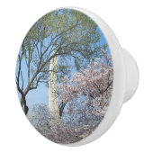Cherry Blossom en het Washington Monument in DC Keramische Knop (Rechts)