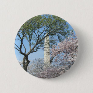Cherry Blossom en het Washington Monument in DC Ronde Button 5,7 Cm