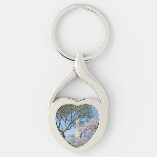 Cherry Blossom en het Washington Monument in DC Sleutelhanger (Voorkant)