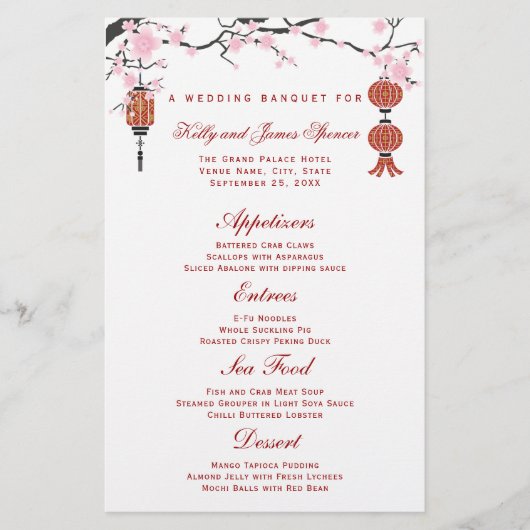 Cherry Blossom en Red Lantern | Menu-Kaarten (Voorkant)