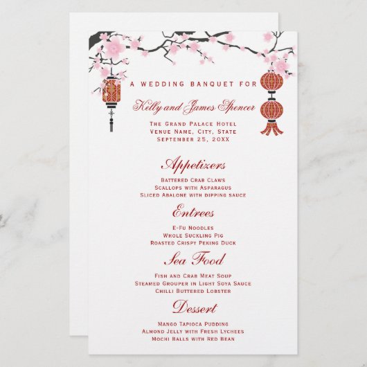 Cherry Blossom en Red Lantern | Menu-Kaarten (Voorkant / Achterkant)