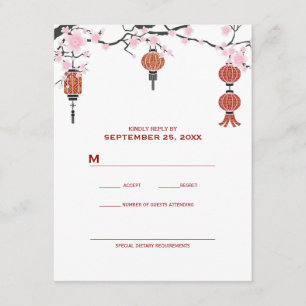 Cherry Blossom en Red Lantern RSVP-kaarten RSVP Kaartje