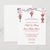 Cherry Blossom en Red Lantern | Weddenskaarten Kaart (Voorkant / Achterkant)