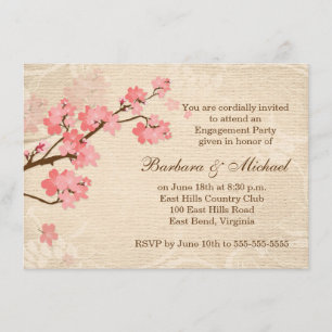 Cherry Blossom Engagement Party Invitation Kaart