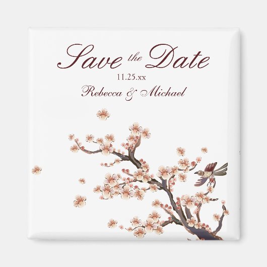 Cherry Blossom Enregistrer la date Mariage Magnets (Devant)
