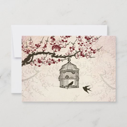 Cherry Blossom et mariage des inséparables RSVP (Dos)