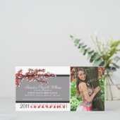 Cherry Blossom Faire-part de graduation (noir) (Debout devant)