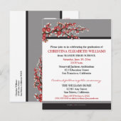 Cherry Blossom Faire-part de graduation (noir) (Devant / Derrière)