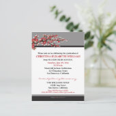 Cherry Blossom Faire-part de graduation (noir) (Debout devant)