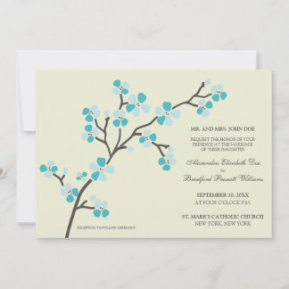 Cherry Blossom Faire-part de mariage moderne : aqu