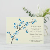 Cherry Blossom Faire-part de mariage moderne :bleu (Debout devant)