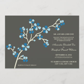 Cherry Blossom Faire-part de mariage moderne :bleu