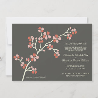 Cherry Blossom Faire-part de mariage moderne : cor