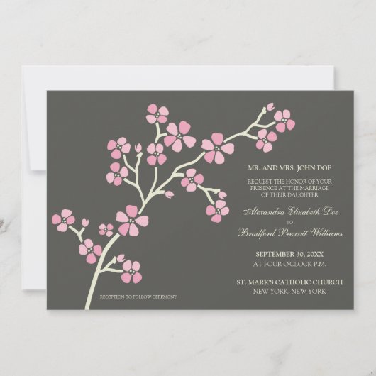 Cherry Blossom Faire-part de mariage moderne :: ro (Devant)