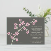 Cherry Blossom Faire-part de mariage moderne :rose (Debout devant)
