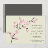 Cherry Blossom Faire-part de mariage moderne :rose (Devant / Derrière)