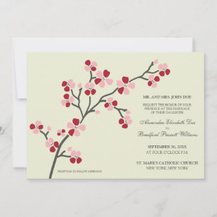 Cherry Blossom Faire-part de mariage moderne :roug
