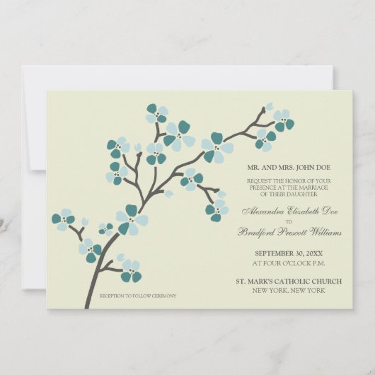 Cherry Blossom Faire-part de mariage moderne : tur (Devant)