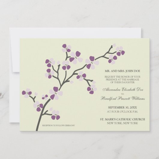 Cherry Blossom Faire-part de mariage moderne : vio (Devant)