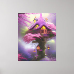 Cherry Blossom Fairy House Fantasy Canvas Art