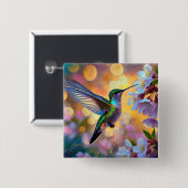 Cherry Blossom Fantasy kolibrie Vierkante Button 5,1 Cm (Voorkant /achterkant)
