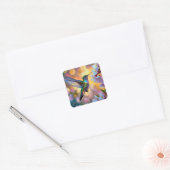 Cherry Blossom Fantasy kolibrie Vierkante Sticker (Envelop)