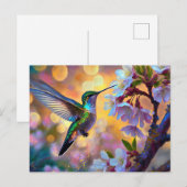 Cherry Blossom Fantasy Sunrise kolibrie Briefkaart (Voorkant / Achterkant)