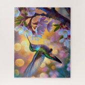 Cherry Blossom Fantasy Sunrise kolibrie Legpuzzel (Verticaal)