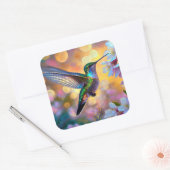 Cherry Blossom Fantasy Sunrise kolibrie Vierkante Sticker (Envelop)