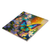 Cherry Blossom Fantasy Sunrise Vlinder Tegeltje (Zijkant)