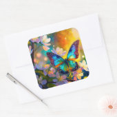 Cherry Blossom Fantasy Sunrise Vlinder Vierkante Sticker (Envelop)