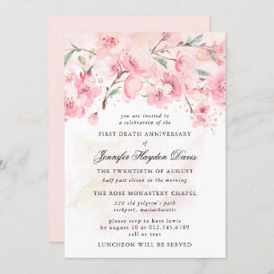 Cherry Blossom First Death Jubileum Invitation Kaart