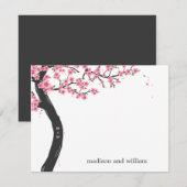 Cherry Blossom Flat Hartelijk dank Notitiekaartje (Voorkant / Achterkant)