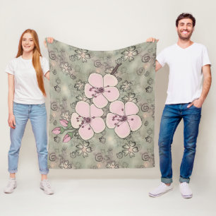 Cherry Blossom Fleece Blanket Deken
