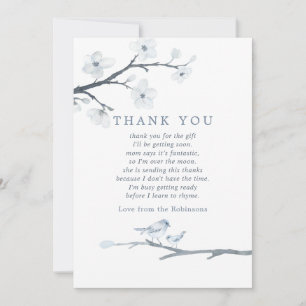 Cherry Blossom Floral Baby shower Dank je wel Bedankkaart
