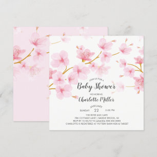 Cherry Blossom Floral Baby shower Invitation Kaart