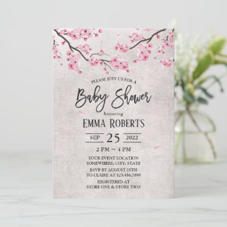 Cherry Blossom Floral Baby shower Kaart