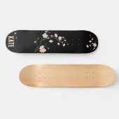 Cherry Blossom Floral Black Skateboard (Horizontaal)