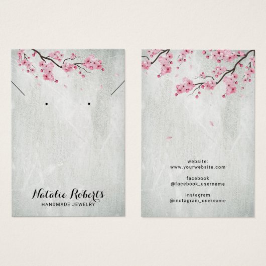 Cherry Blossom Floral Jewelry Earring Display Visitekaartje (Voorkant /achterkant)