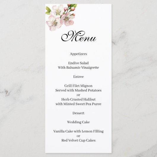 Cherry Blossom floral  Menu (Devant)
