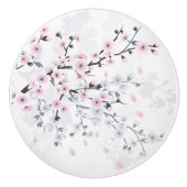 Cherry Blossom Floral Pastel Dusty Pink Keramische Knop (Voorkant)
