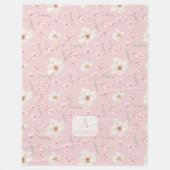 Cherry Blossom Floral Sakura Spring Monogram Roze Fleece Deken (Voorkant)
